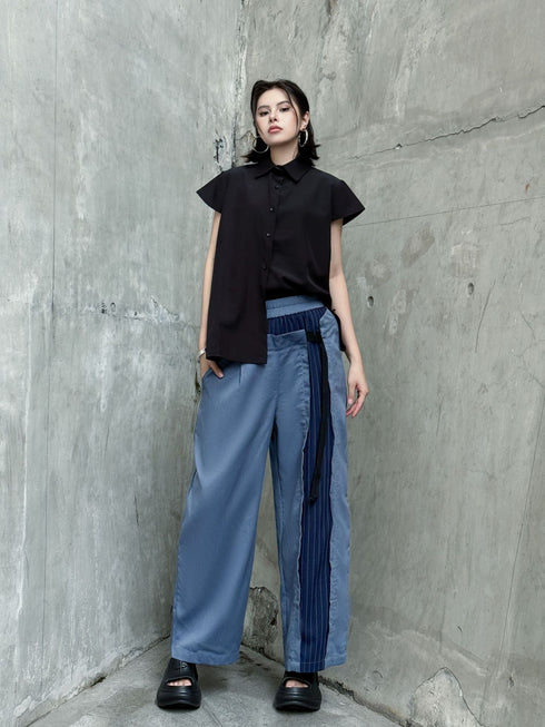 Stripe Panel Wide Pants